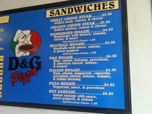 Sandwhich menu