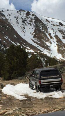 Desolate Motorsports built bronco playing in the snow