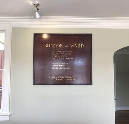 This is the sign listing the partners of Johnson & Ward