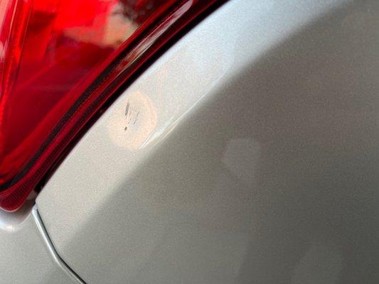 Dent still on it but dealership claims that it is not part of accident