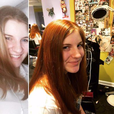 Before blonde, after red