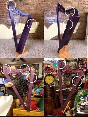 THE DARK PURPLE COLOR I THOUGHT I WAS RECEIVING --VS-- THE COLOR THE HARP TURNED OUT TO BE.