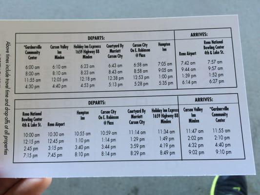 The schedule