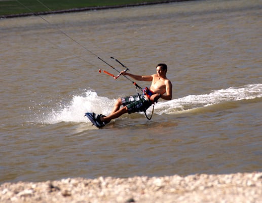 Kiteboarding at the Levee