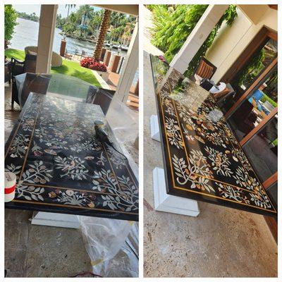 Decorative mosaic natural stone table Restoration