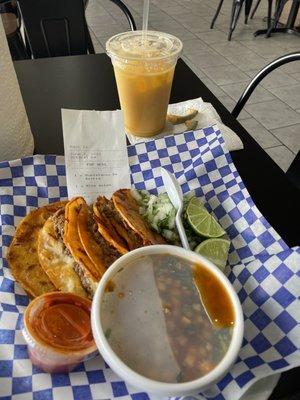 Quesatacos de Birria with consomé