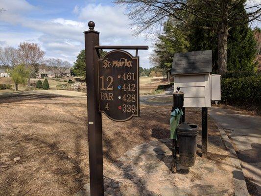 Hole 12 marker.