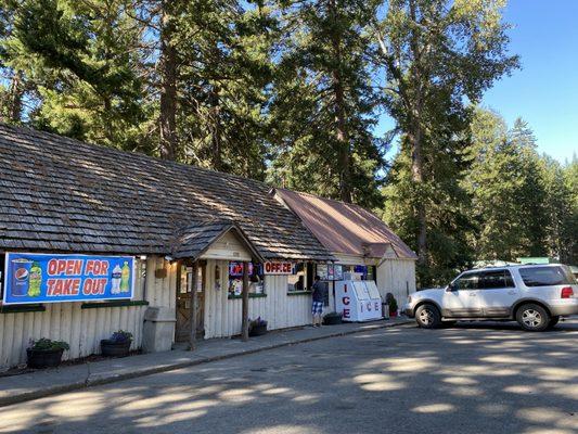 Store and restaurant.