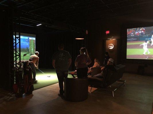 Space to play 100+ courses, lounge, and connect at Divots Golf