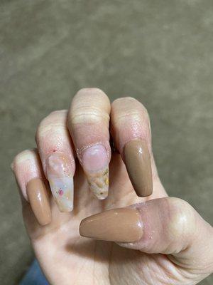 The marble nails are not marble and different color nails.