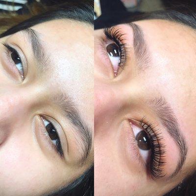 Classic lash extensions and brow wax.