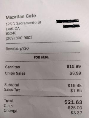 Small amount of chips cost extra now.