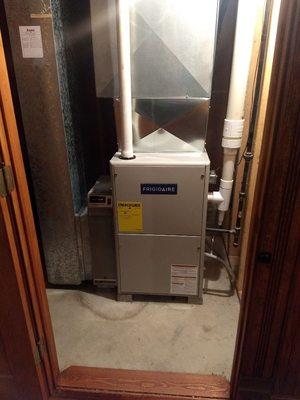 This is our Frigidaire two stage furnace with variable ECM Motor for quiet air delivery.