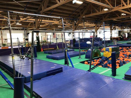 Commercial window cleaning interior and exterior windows at kids gym at water village