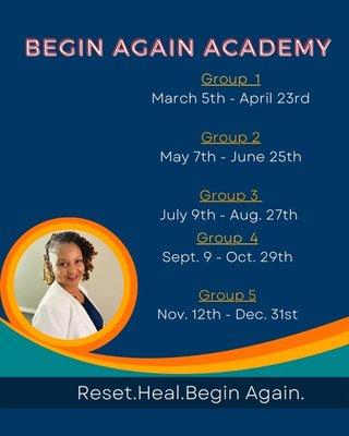 Join Begin Again Academy Support Group Classes in Zoom 3-5pm EST; Noon-2pm PST & 2-5pm Central in Zoom ... It's a Support Group in Zoom!