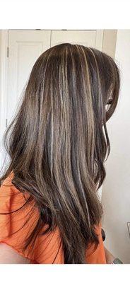 This is dimensional color highlighting and lowlights all done in one appointment.