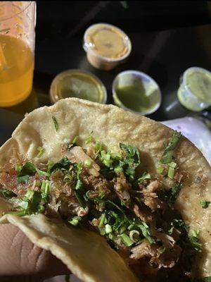 Suadero. Too crispy for my liking, but like the option to have it on a hand made tortilla.