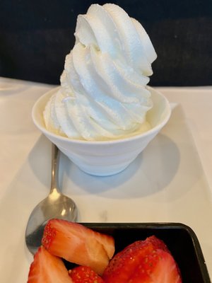 Plain Frozen Yogurt with strawberries added