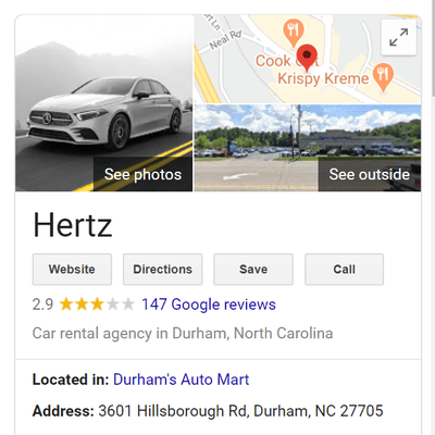 Hertz Car Rental - Durham - Hillsborough HLE