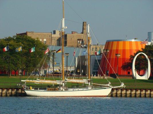 A view from the Saginaw Bay of the Appledore, downtown.