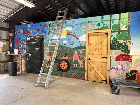 Neat murals inside the little barn.