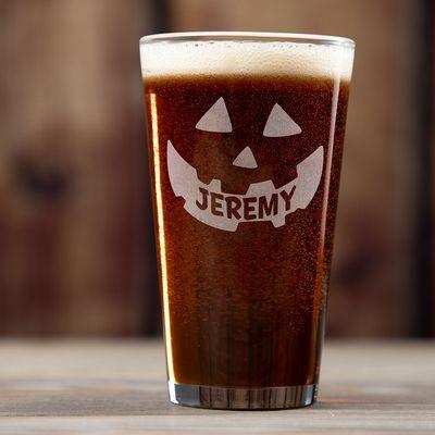 Pumpkin engraved pint glass