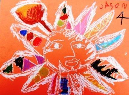 age 4- oil pastel on colored paper