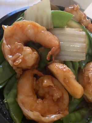 Shrimp with snow pea pods