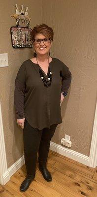 Lysse' Top and Leggings accessorized w/ Tagua  jewelry