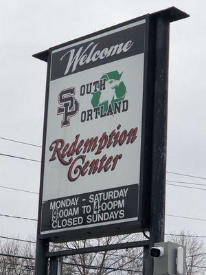 South Portland Redemption Center sign