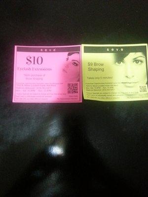 $9 Brows & $10 Eyelash Extensions (with purchase) flyers