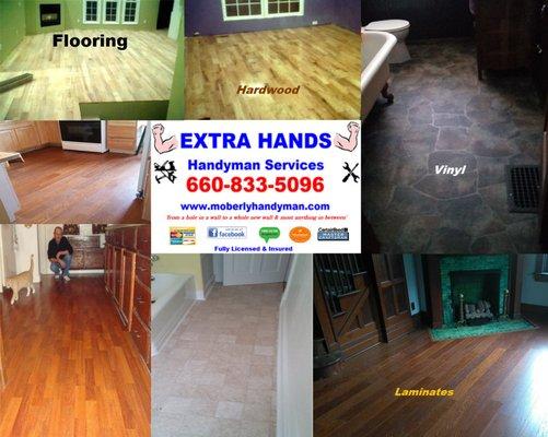 Laminate, Vinyl, Tile, & Hardwood flooring