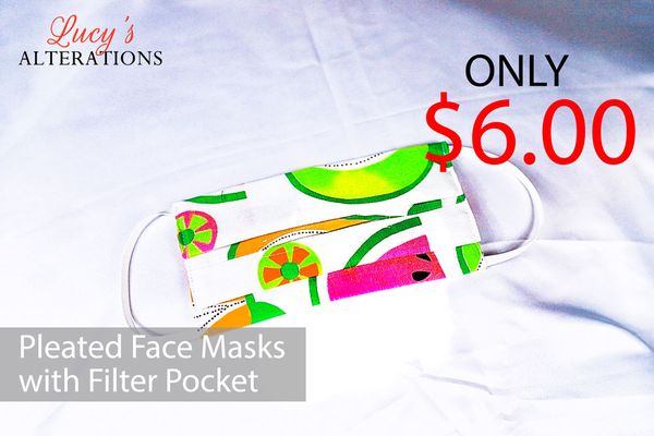 Pleated Face Masks. Visit lucysalterations.com to order.