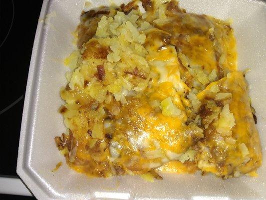 Cheesy onion hash browns