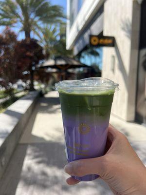 Ube matcha latte