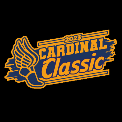 2 color screen printed track and field design the 2023 Cardinal Classic.