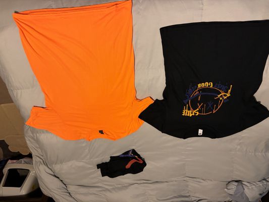 Plain orange ladies fitted medium, compared to their Alleged ladies large. They sent child's large.