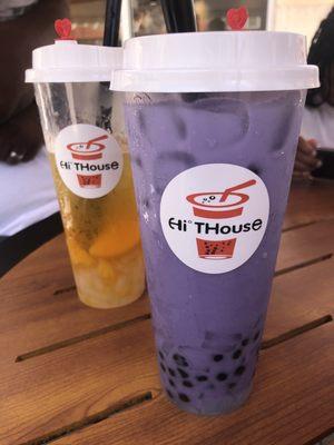 Taro milk tea & Mango green tea