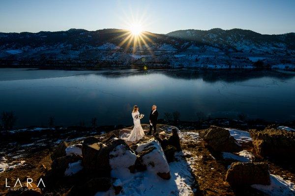 A couple shares their vows during their small wedding elopement.