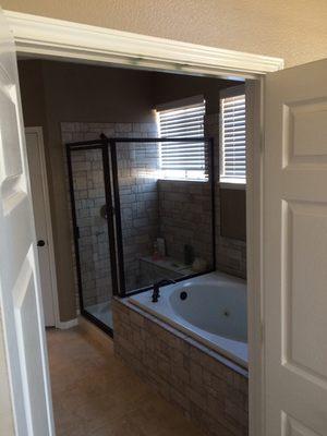 New bathroom tile and shower glass