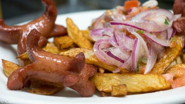 Salchipapas - Traditional Ecuadorian Style Fries and Hot Dogs