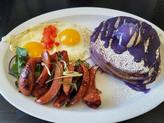 Ube Pancake combo with Longonisa