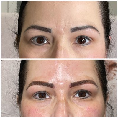 Microblading/powder brow combination