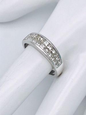 14k WG INVISIBLE SET 1CT princess cut Diamond band Ring