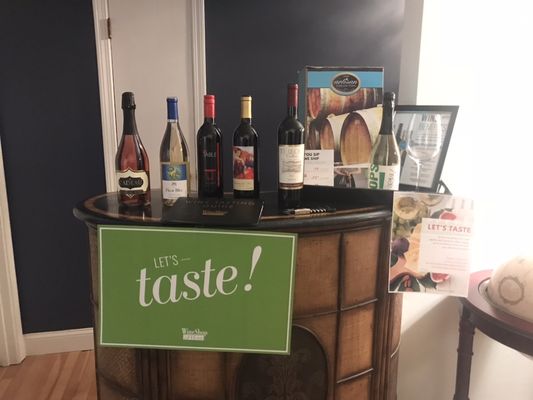 Wine tasting setup at a host's home in NH!