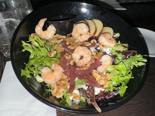 Apple walnut salad with shrimp