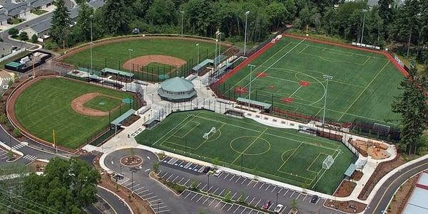 Aerial view of the entire complex