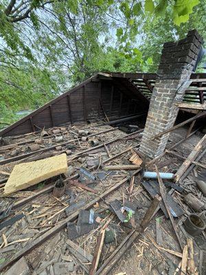 Crumbled rafters