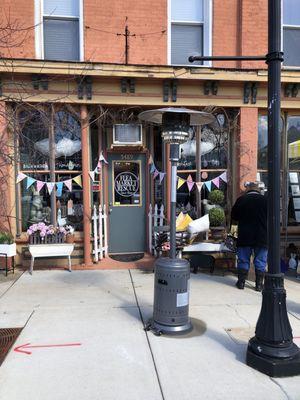 Store Decorated for event and a heater