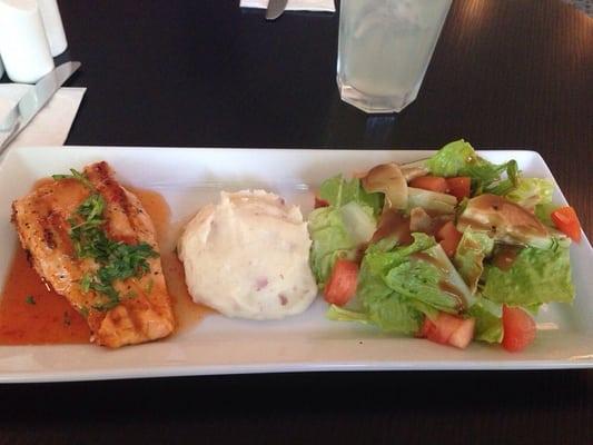 Thai Grilled Salmon, red mashed potatoes, house salad...